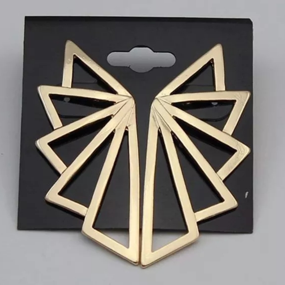 New Geometric Punk Gold Color Triangle Fan Shaped